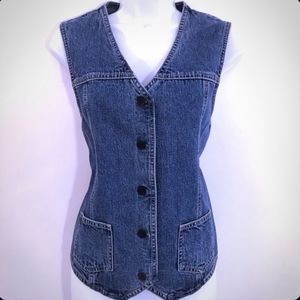 Eddie Bauer Denim Vest adjustable belt size medium